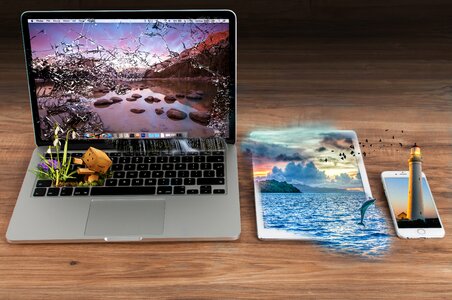 Laptop ocean collage photo