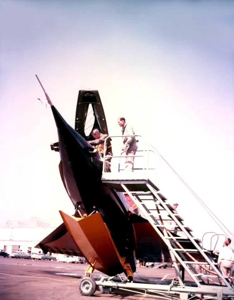 Convair XF2Y-1 Sea Dart on trailer