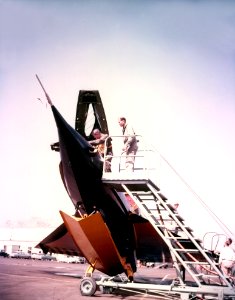Convair XF2Y-1 Sea Dart on trailer