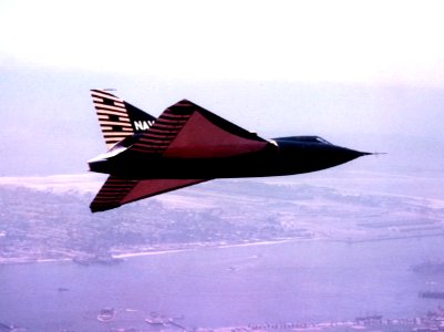 Convair XF2Y-1 in flight over San Diego