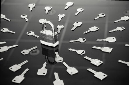 Black and white steel gray key photo
