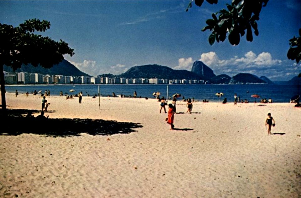 Copacabana Beach in Rio de Janeiro, Brazil, in March 1957