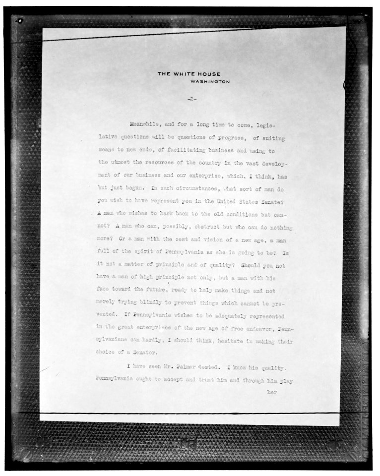 Copy of letter on White House stationery, October 20, 1914 LCCN2016870851