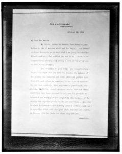 Copy of letter on White House stationery, October 20, 1914 LCCN2016870850