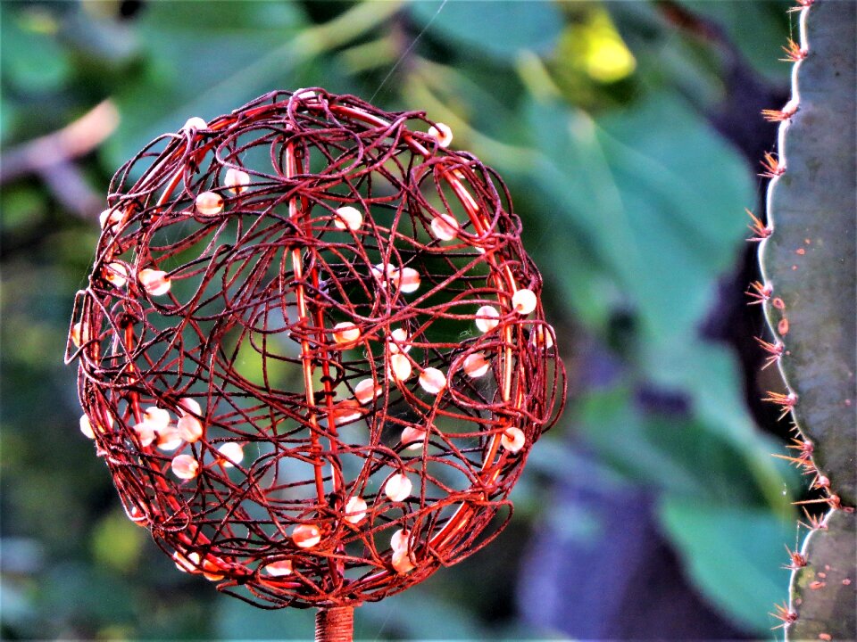 Yard art sunset wire and beads