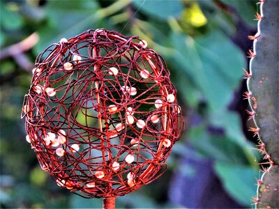 Yard art sunset wire and beads