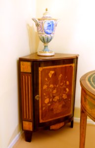 Corner cabinet, Madrid, 1770-1800 AD, pine veneer with marquetry - Museo Nacional de Artes Decorativas - Madrid, Spain - DSC08414 photo