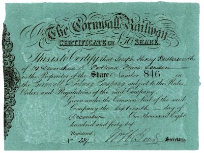 Cornwall Railway Company 1846