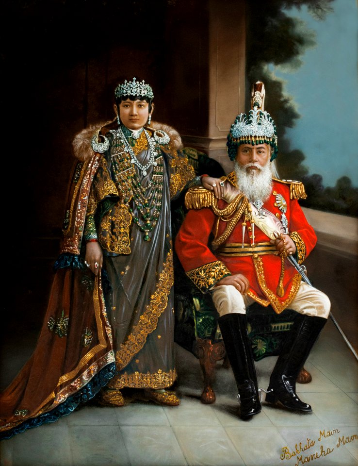 Coronation of Maharaj Bhim Shumsher Jang Bahadur Rana with wife Her Highness Sri 3 Sita Bada Maharani Deela Kumari Devi
