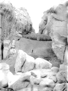Corral between the rock walls near the Acoma Pueblo, 1886 (CHS-4530)