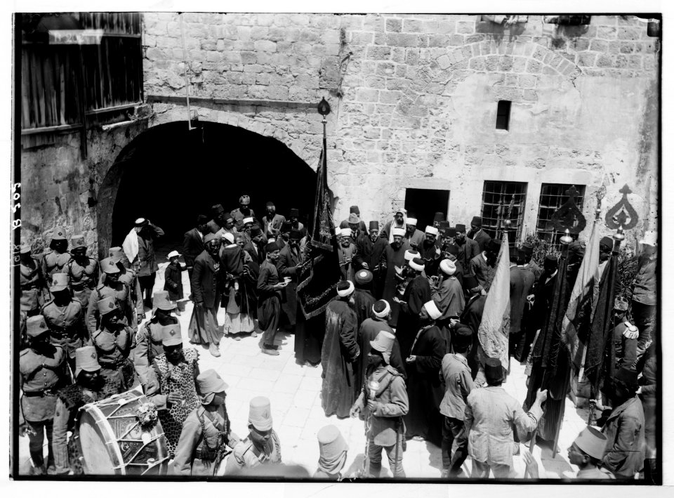 Costumes, characters, etc. Ceremony over the holy Neby Mousa (i.e. , Nebi Musa) flag LOC matpc.05602