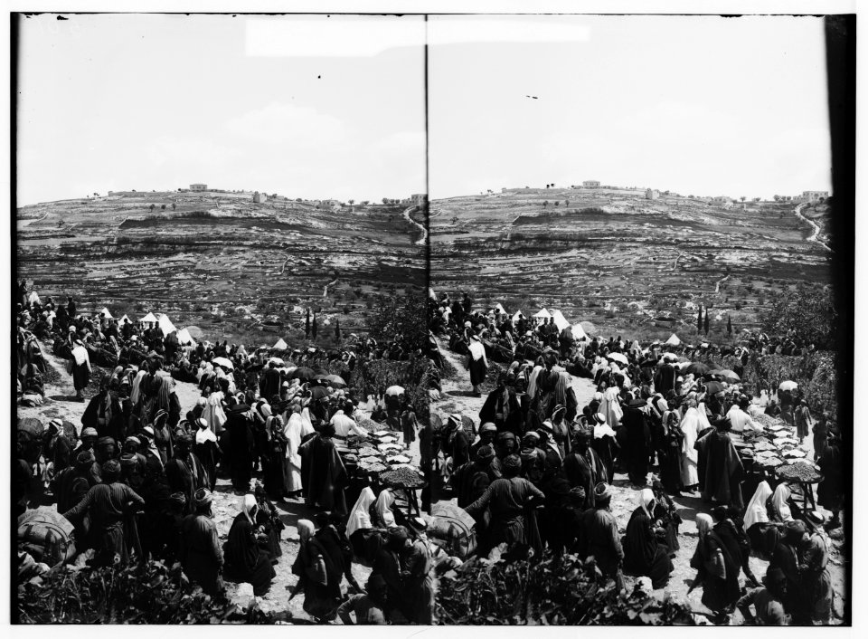 Costumes, characters, etc. Crowds at St. Stephen's Gate on Neby Mousa (i.e., Nebi Musa) feast LOC matpc.01215