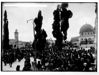 Costumes, characters, etc. Holy flags arriving at Mosque el-Aksa (i.e., al-Aqsa), (Nebi Musa procession) LOC matpc.05603