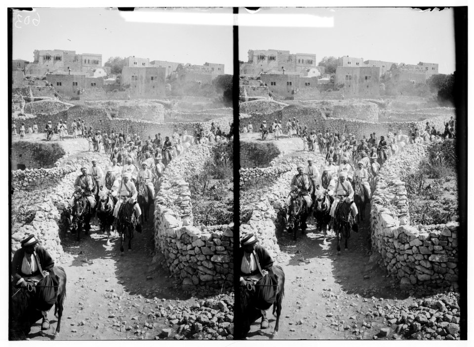 Costumes, characters, etc. Horsemen heading the procession LOC matpc.01297