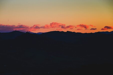 Silhouette mountain sunset photo