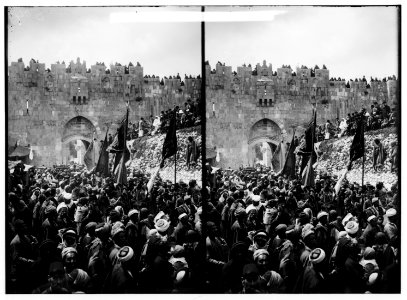 Costumes, characters, etc. Procession leaving Jerusalem (i.e., Nebi Musa procession) LOC matpc.01218