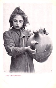 COSTUMI NAPOLETANI - Ed.Ag - Bambina con Otre (Little Neapolitan girl with waterskin)