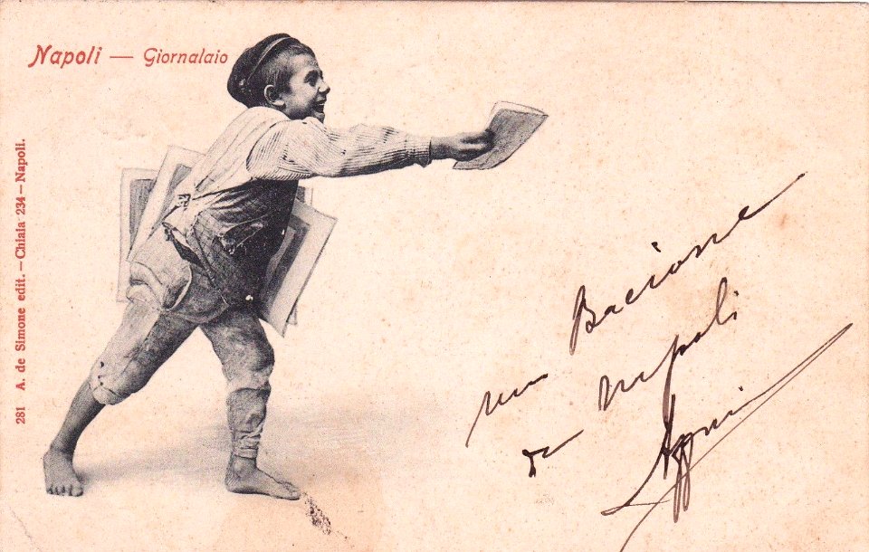 COSTUMI NAPOLETANI - Ed.De Simone - Giornalaio 1903 (Little Neapolitan newsboy)