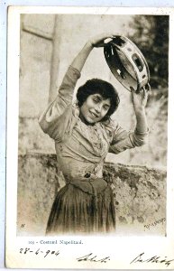Costumi Napoletani 109 - Girl playing tamburello