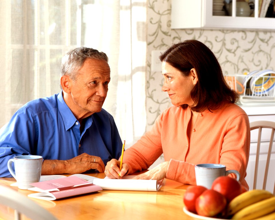 Couple sitting at a table