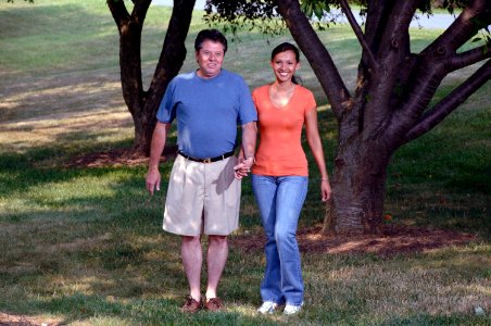 Couple walking in a park photo