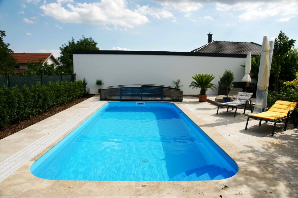 Luxury swimming pool summer