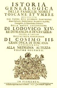 Cover Vol II Istoria genealogica delle famiglie nobili Toscane et Umbre Eugenio Gamurrini (Firenze 1671)