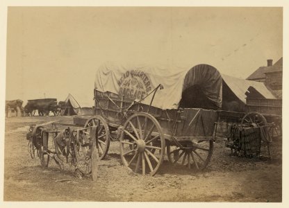 Covered wagon for Headquarters baggage and saddlery, probably a Civil War military camp LCCN91787201 photo