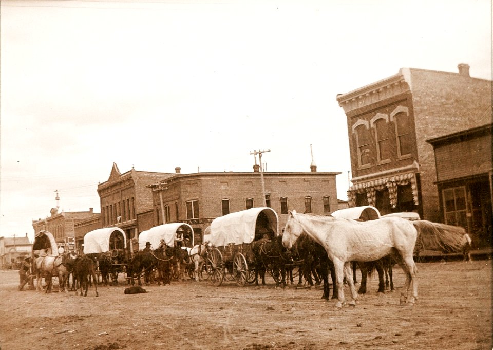 Covered wagons in Chadron, Nebraska