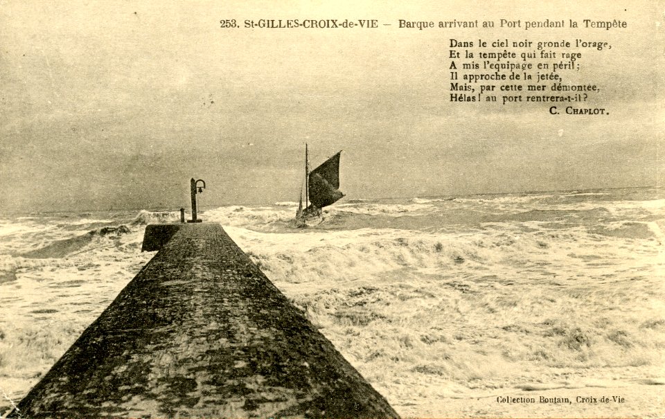 CPA Boutain port barque orage