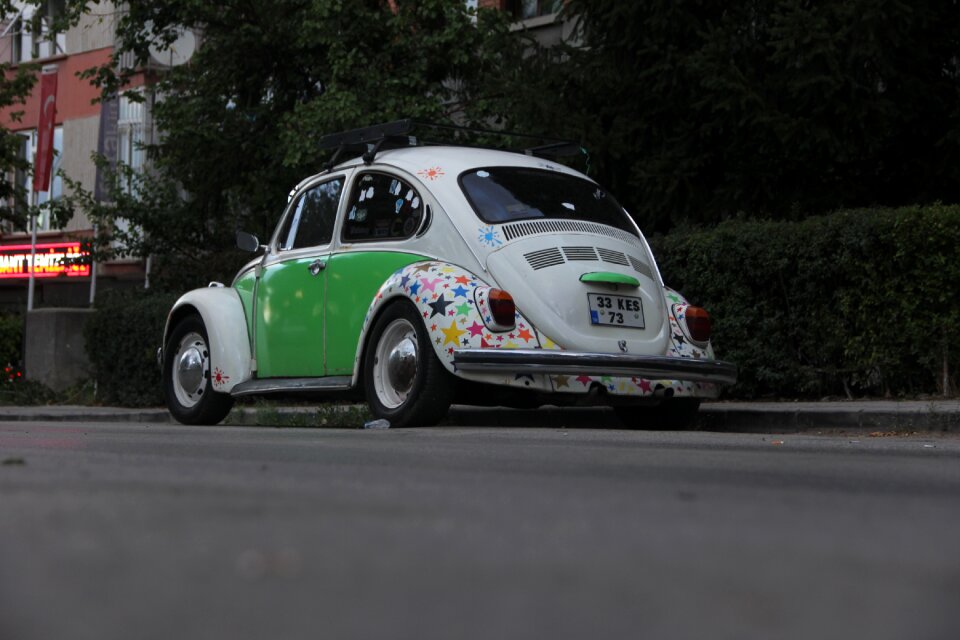 Classic car street in the evening