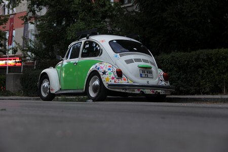 Classic car street in the evening