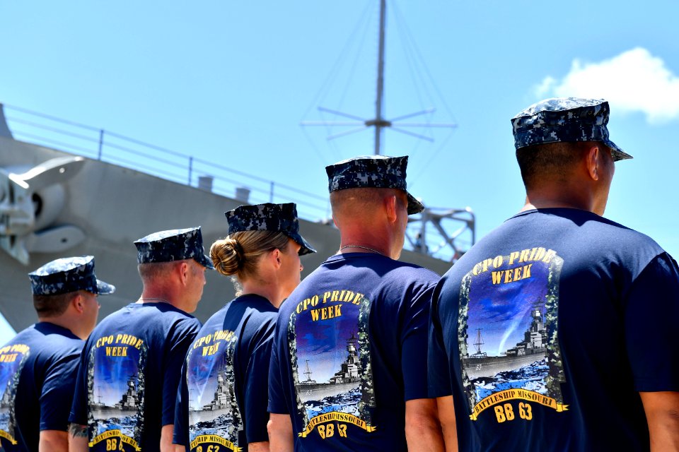 CPO Selectees Show Chief Pride during CPO Pride Day Drill Competition 160909-N-IU636-476