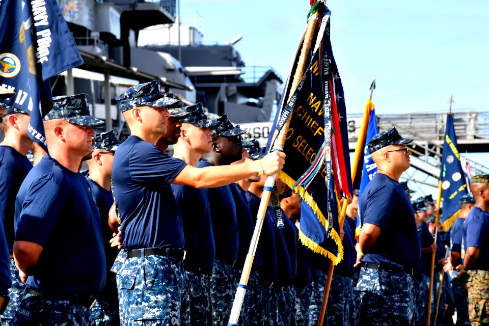 CPO Selectees Show Chief Pride during CPO Pride Day Drill Competition 160909-N-IU636-014