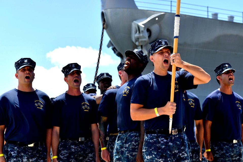 CPO Selectees Show Chief Pride during CPO Pride Day Drill Competition 160909-N-IU636-434