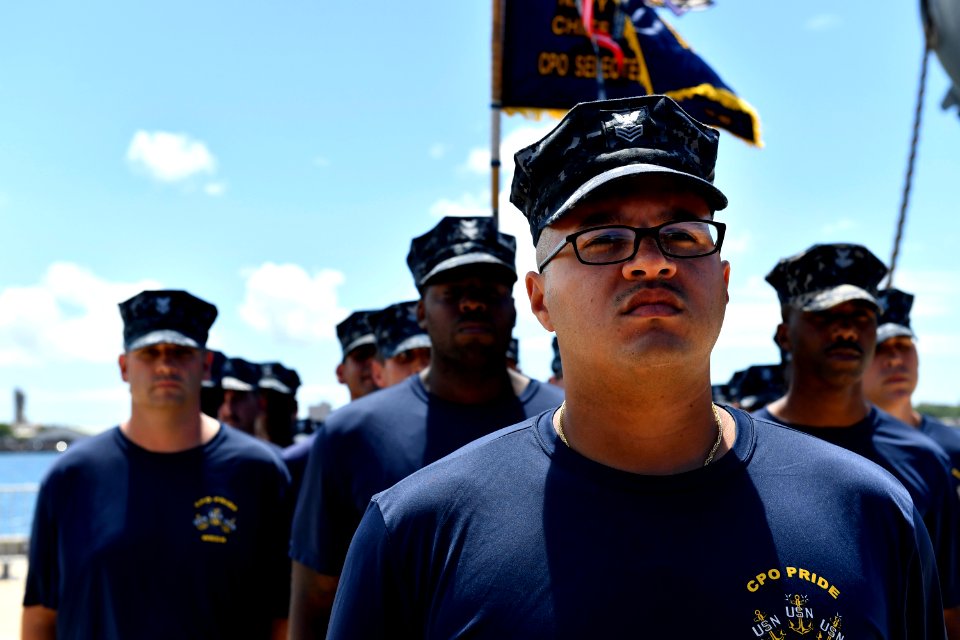 CPO Selectees Show Chief Pride during CPO Pride Day Drill Competition 160909-N-IU636-361