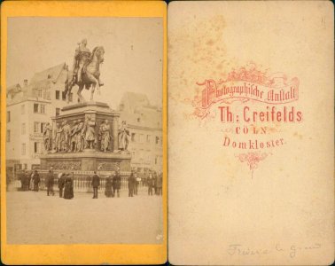Creifelds, Theodor - Köln, Reiterstandbild Friedrich Wilhelm III., Heumarkt, um 1878 (uncropped)