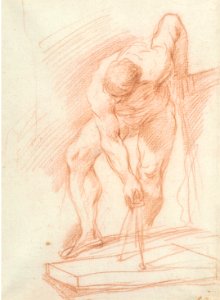 A Nude Tracing a Circle by Giuseppe Maria Crespi, red chalk photo