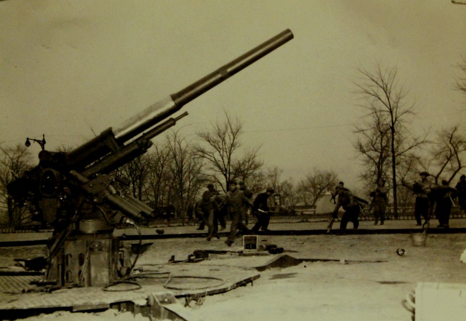 Crew demonstrating steps to fire anti-aircraft guns in New York City, New York, 1941-1942 (23313070109)