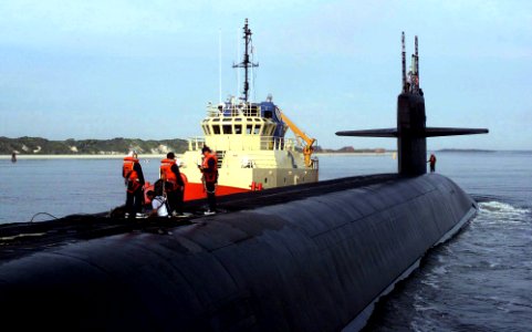 Crew members on board USS RHODE ISLAND (SSBN 740)