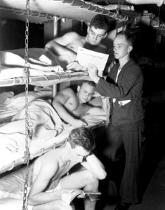 Crewmen on USS Leyte (CV-32) 1950