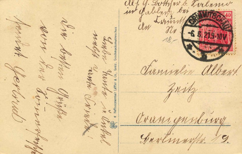 Crimmitschau, Sachsen - Stadtansicht und Straßenansicht (back) (Zeno Ansichtskarten)