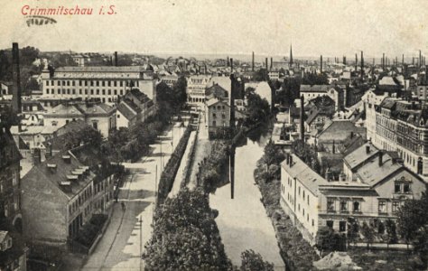 Crimmitschau, Sachsen - Stadtansicht und Straßenansicht (Zeno Ansichtskarten)