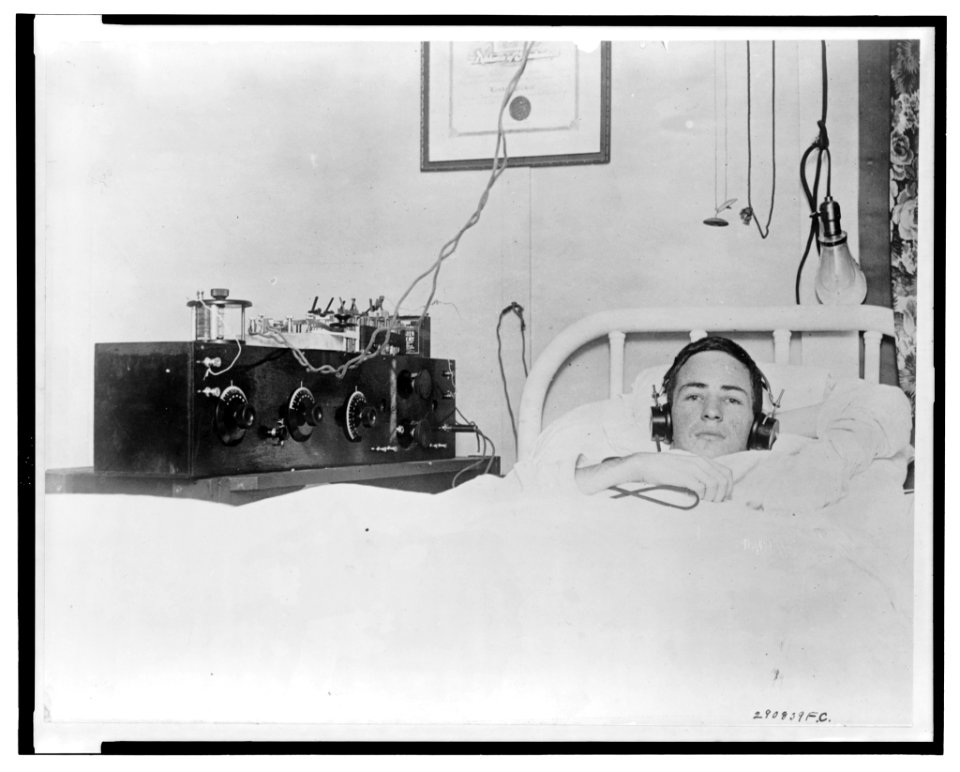 Cripplld (sic) by fall while putting up aerial this radio fan still listens in LCCN2004672636