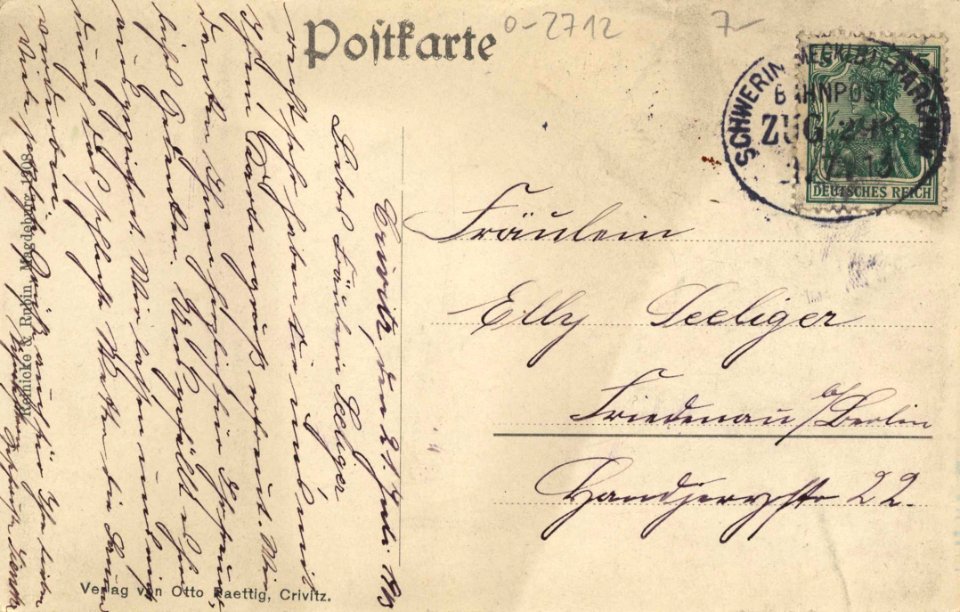 Crivitz, Mecklenburg-Vorpommern - Stadtansicht mit See (back) (Zeno Ansichtskarten)
