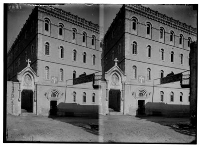 Cross and crescent with signboard of the Turkish Commissariat, Notre Dame in France, 1917 LOC matpc.02257