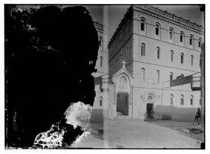 Cross and crescent with signboard of the Turkish Commissariat, Notre Dame in France, 1917 LOC matpc.08781