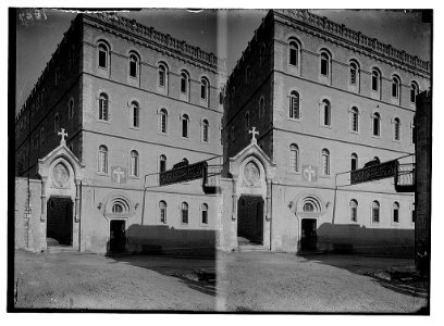 Cross and crescent with signboard of the Turkish Commissariat, Notre Dame in France, 1917 LOC matpc.02257