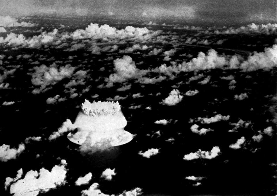 Crossroads Baker bomb explosion, photographed form a Grumman F6F-5K Hellcat drone, 25 July 1946