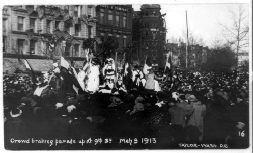 Crowd breaking parade up at 9th St., Mch (i.e. March) 3, 1913 - Taylor, Wash., D.C. LCCN91794900 photo